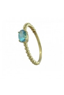 Anel em ouro Amarelo 18k  Aparador Oval Topázio Azul Brüner