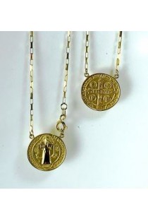 Escapulário corrente cartier São Bento em ouro 18k