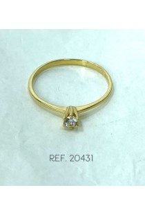 Anel solitário em ouro 18k com zircônia Green Gold