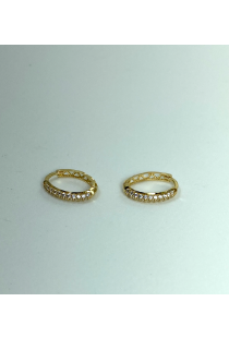 Brinco de Argola Ouro Amarelo 18K Oval com Zircônias  Green Gold