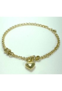 Pulseira de elo português com pingente de coração em ouro 18k Green Gold