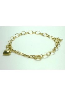 Pulseira de elo português com pingente de coração em ouro 18k Green Gold