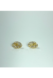 Brinco Ouro Amarelo 18K  Folha Diamantado  Green Gold