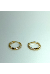 Brinco de Argola Ouro Amarelo 18K Trabalhado com Zircônias  Green Gold
