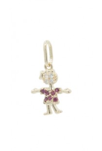 Pingente Menina com Zircônias Roxas e Brancas - Convex
