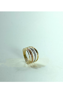 Anel Ouro Amarelo 18K  Trabalhado Três Cores Green Gold