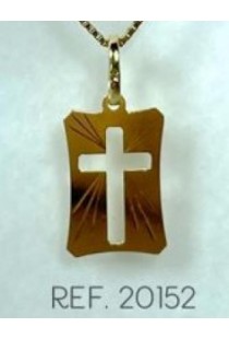 Pingente placa cruz em ouro 18k Green Gold