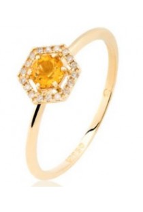 Anel Solitário em ouro amarelo 18k com Brilhantes Brüner