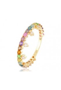 Anel em ouro 18k amarelo com Pedra Coloridas - Bruner