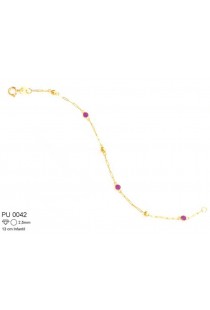 Pulseira Infantil Bolinha em ouro 18k com Zircônias - Estrela de Ouro